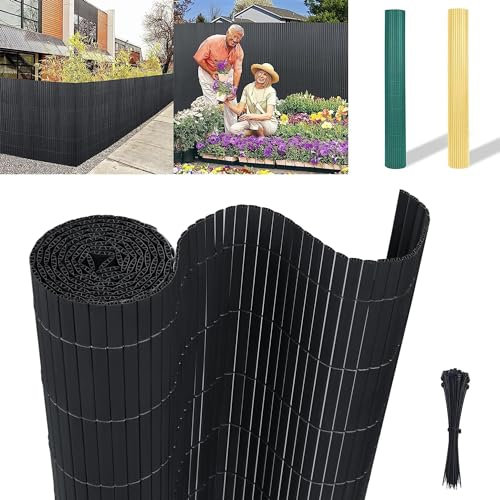 YZNAHRE PVC Sichtschutzmatte Balkon Sichtschutz mit Kabelbindern, 160x400cm Anthrazit Sichtschutzzaun PVC Zaun, Windschutz Wetterfest für Garten Balkon Terrasse