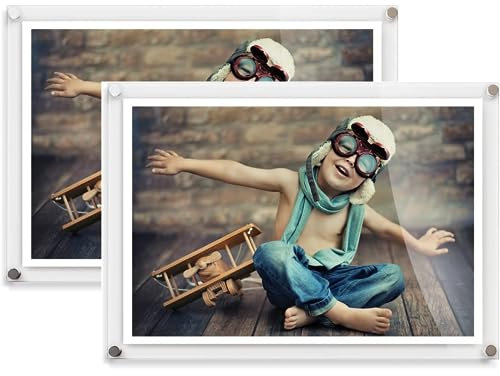 Get Acrylic Photo Frames - 2 x A3 Modern Wall Mounted Acrylic Photo Frame (37.7cm x 50cm) Stylish Frameless Picture Display Either Landscape Or Portrait
