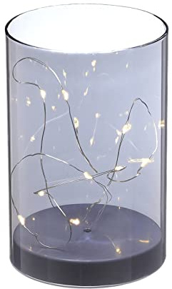 Cepewa LED Lichterglas | 9x15cm warmweiß Glas Kunststoff Kupferdrahtkette 10 Led's | Lichterkette Leuchtglas Timerfunktion
