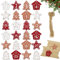 BETESSIN Adventskalender Zahlen Holz 1-24 Adventskalender Anhänger zum Basteln mit 24 Juteschnur Weihnachten Holzanhänger Holzzahlen Geschenkanhänger in Sternen Weihnachtsbaum Hausform Weihnachtsdeko