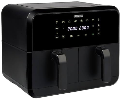 Princess 01.182068.01.001 Freidora doble 2400 W Función de aire caliente, con pantalla, función de temporizador, revestimiento antiadherente, Tem