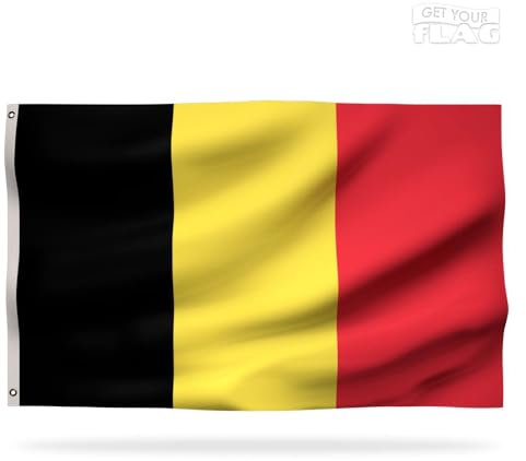 Bandera de Bélgica Premium 150x90cm - Bandera belga duradera y de calidad con 2 ojales de metal ¡ Siéntete orgulloso de tus colores !