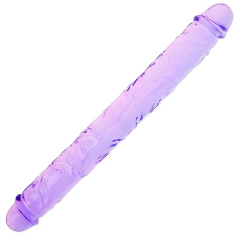 15 * 1.7 Inches Double Dildo Crystal Jelly Realistic Anal Long Dildo Penis Soft and Flexible with Veins and Glans Adult Sex Toys for Women/Men/Lesbian Purple
