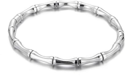 BSLVWG 18K Gold überzogene Liebe Freundschaft Armband Armreif Manschette Klassische Bambus Joint Armband Geschenke für Muttertag Valentinstag Hochzeit Paare und Geburtstage (Silber)