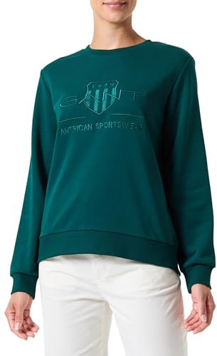 GANT REG Tonal Shield C-Neck Sweat, Verde Oscuro, L