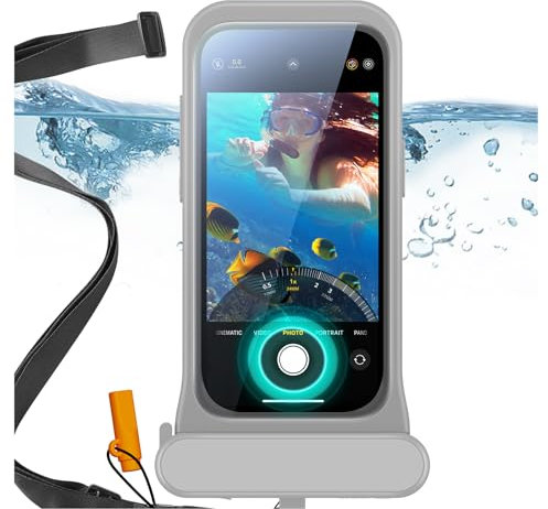 ESR Custodia Impermeabile per iPhone 15 Pro/14 Pro/13 Pro, Sensibilità al Tocco Sott'acqua, Impermeabile IPX8, Cover Galleggiante Subacquea con Cordino, Ideale per Lo Snorkeling, Metallico