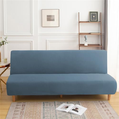 Surwin Sofabezug ohne Armlehnen 2/3 Sitzer, Einfarbig Stretch Armlose Clic Clac Sofabettüberzug Sofahusse Schonbezug Protector für Klappcouch Schlafsofa Wohnzimmer Deko (Dunst blau,160-190cm)