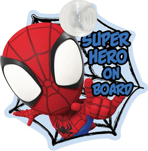Marvel Spidey Baby on board con grafica di Spidey, forma a ragnatela e attacco a ventosa, segnale bimbo a bordo