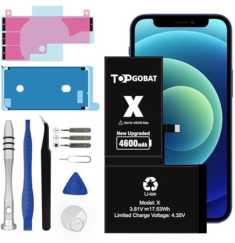 TOPGOBAT Ersatz für iPhone X Akku, 4600mAh Akku mit hoher Kapazität für iPhone X (Modell A1865 A1901 A1902) mit Ersatzwerkzeug Kits