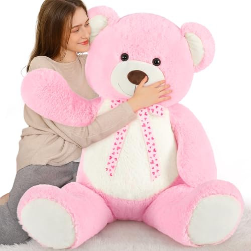 MorisMos 120cm Teddybär groß XXL - Rosa riesen Teddys Bär Kuscheltier XXL, Valentinstag romantische Geschenk für Mädchen Freundin Frauen Mutter Kinder