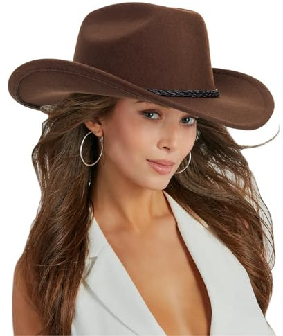 Western-Cowboyhut für Herren und Damen, klassischer Fedora-Hut zum Aufrollen, Panamahut, coffee, One size