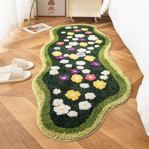 Generic Teppich, 60 x 122 cm, Blumenmuster, maschinenwaschbar, Hochflor, rutschfest, maschinenwaschbar