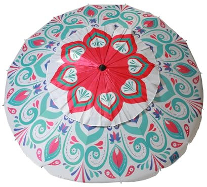Atosa sombrilla de playa reclinable de aluminio modelo mándala floral con upf 50+ rosa