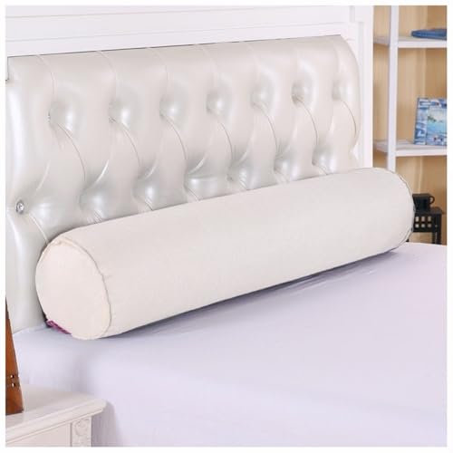 UICMNSI Nacken-Und Knierolle Kopfkissen Kissenrolle Nackenkissen Kissen Rolle Orthopädisches Nackenkissen, Lagerungsrolle, Bolster Side Sleeper Pillow with Abnehmbar Cover(Rice White,20x80cm/8x31in)