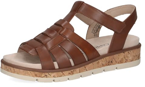 CAPRICE Damen Sandalen flach aus Leder mit Klettverschluss