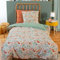Parure de lit imprimée 140x200 cm Enfant - Housse de Couette 140x200 cm + 1 Taie d'oreiller 63x63 cm Motif Animaux de la forêt Vert Marron et Orange– Sets de Housse de Couette en Coton
