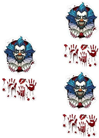 PRETYZOOM 3 Sets Toilettenwitze Zeichen Clown Aufkleber Blutiges Horrorthema Halloween Dekorationen Für Badezimmer