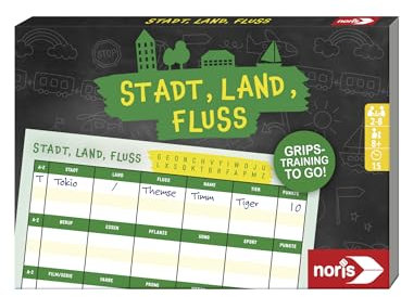 noris 606192091 Stadt, Land, Fluss Spielbock mit 100 Blatt - Format 21 x 14,8 cm - Spielspaß für Zuhause und unterwegs, Für 2 bis 8 Spieler im Alter ab 8 Jahren