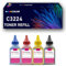 Kompatibles Toner-Nachfüllset für Tintenflaschen als Ersatz für Lexmark C3224dw C3326dw C3426dw MC3224adwe MC3224dwe MC3224i MC3326adwe MC3326i MC3426adw MC3426i Drucker, klarer Druck,4PCS-1500 Pages