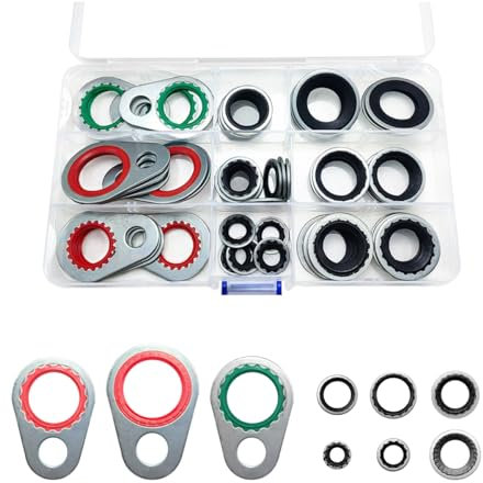 JNNJ 60 Pièces Joints Compresseur, Kit Rondelle Étanchéité Port, Kit Joint Système Climatisation, Joint Torique Système Climatisation, Kit Rondelles Étanchéité Compresseur Air Conditionné Port