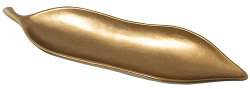 CENTRO CERÁMICA HOJA 60CM ORO 60X16X6CM