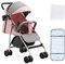 Passeggino per bambini, passeggino con ombrellone, passeggino pieghevole, con funzione sdraio, può essere seduto o sdraiato (rosa-B)