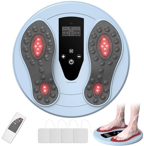 Neu 3-IN-1 Durchblutungsstimulator Füße Beine mit Rotlichttherapie&EMS&TENS, Wiederaufladbar Durchblutungs-stimulator, Reduziert Fuß und Beinschmerzen sowie Schwellungen, Verbessert die Durchblutung