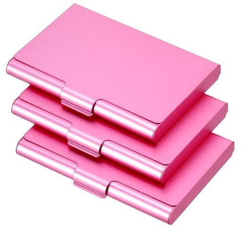 Visitenkartenetui 3 Stück 93 x 60 x 10 mm mehrfarbiges Visitenkartenetui aus Aluminiumlegierung, Kartenhalter, Metallbox, Abdeckung for Kreditvisitenkartenhalter, Kartenetui FüR MäNner & Frauen(Pink)