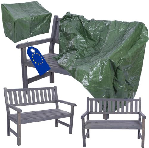MODO24 Gartenbank aus Holz, Schutzhülle aus PVC, Parkbank, Gartenmöbel, Sitzbank, Bank Friesenbank, Holzbank, 2-Sitzer, In- & Outdoor, FSC-Holz, Abmessungen 90x117x70 cm, Farbe: Grau
