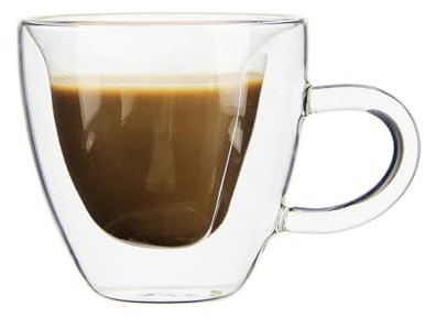 Tazas de café de vidrio de doble capa con asa para parejas, taza de café con leche, té, bebidas, vidrio aislado, bebida fría en forma de corazón (A, talla única)