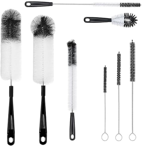 8 Pcs Cleaning Bottle Brush Set – Multi-Function Bottle Brushes for Cleaning Water Bottles, Tumblers, Straws, Lids, Spouts & Narrow Necks – Reusable, Long Handle Brush Set