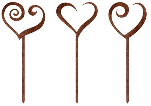 MANOPRANA 3 StüCk Rostige Herzform Gartenstecker Rost rost deko für Garten gartendeko rost FüR Garten Terrasse Balkon Oder Blumentopf