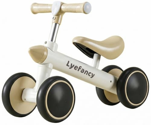 Lyefancy Laufrad für 1–2 Jährige, Baby-Fahrzeug erstes Rad für Mädchen und Jungen, Laufrad für Kleinkinder mit 4 Rädern, Baby Lauflernfahrzeug – Geburtstagsgeschenk für Kleinkinder(Weiß)
