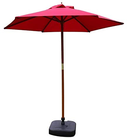 Gartenschirm, rund, 2,1 m, mit Holzsockel, perfekt für den Außenbereich, Strand, Camping und Pool, idealer Sonnenschutz für Garten und Terrasse