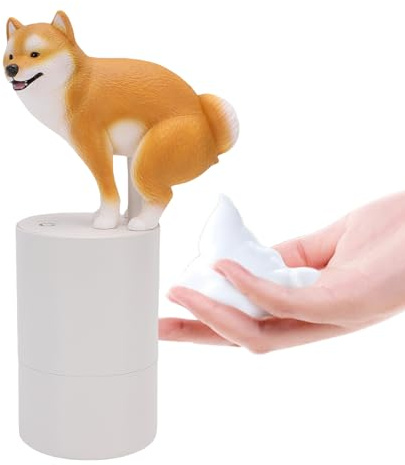 Bewinner Automatischer Seifenspender mit Schaumfunktion, niedliches Hundedesign, berührungsloser Sensor für Küche und Bad, batteriebetrieben, Einzugsgeschenk (Yellow)