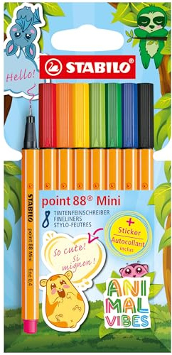 STABILO - Fineliner - point 88 Mini Animal Vibes | 8er Pack, 8 Farben