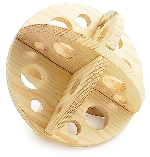 Ancol Just 4 Pets Roll N Chew Toy - Beige - 100% Natural Wooden Chewable Exercise Fun Activity Accessory for Rabbits Guinea Pigs and Small Animals