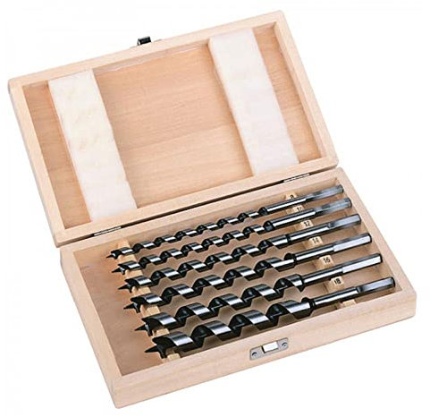 Estuche de Madera de Auger de 6 piezas 8/10 / 12/14 / 16 / 18x230mm