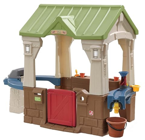 Step2 Great Outdoors Spielhaus | XXL Kunststoff Spielhaus für Kinder mit Grill, Wasserrad und Zubehör