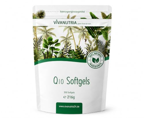 VivaNutria Q10-kapslar 300 stycken I små mjuka gelkapslar | lätt att svälja I med 500 mg innehåll vardera I bästa kvalitet – stor 3 månaders förpackning I Q10 softgels (30 mg Q10 per kapsel) ..