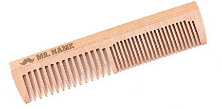 Herz & Heim® Bartkamm - Moustache - mit Gratis Gravur des Namens - antistatischer Holzkamm