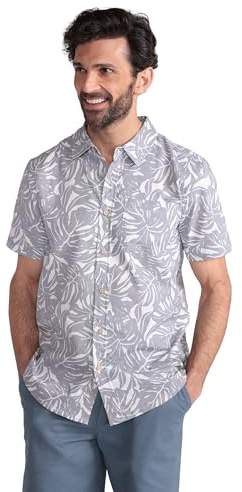 Mountain Warehouse Coconut Slub Texture Short-Sleeved Shirt - Lightweight Cotton Tee with Pocket, Casual Wear - Spring Summer, Holidays & Travelling Grey XL