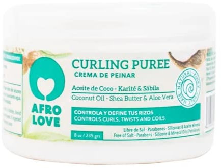 Afro Love Curling Puree 235g – Lockencreme Ohne Silikone, Parabene und Mineralöle, Lockenpflege Mit Kokosnussöl, Sheabutter und Aloe Vera