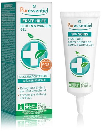 Puressentiel Bumps and Bruises Gel 20ml | Geeignet für Kinder ab 3 Jahren. Hilft bei der Reinigung und Beruhigung der täglichen Bobos. Für Ihr Erste-Hilfe-Set