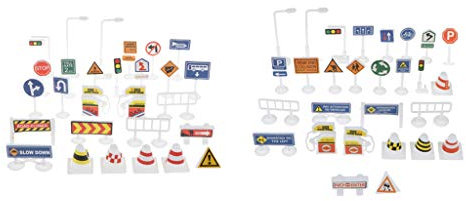 Fenteer 56pcs Panneau de Signalisation Modélisme Route Chemin de Fer Accessoire Signaux