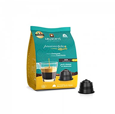 Lollo Caffè Mezcla Dec- 96 cápsulas (6 paquetes de 16) - Compatibles con las cafeteras Nescafè* Dolce Gusto*