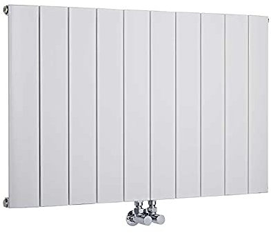Milano Skye White Horizontal Single Flat Panel Aluminium Radiator - 600mm x 945mm