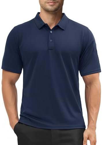 MAGCOMSEN Golf Shirts for Men Lightweight Short Sleeve Outdoor Shirt Moisture Wicking Plain Casual Shirt Navy, XL