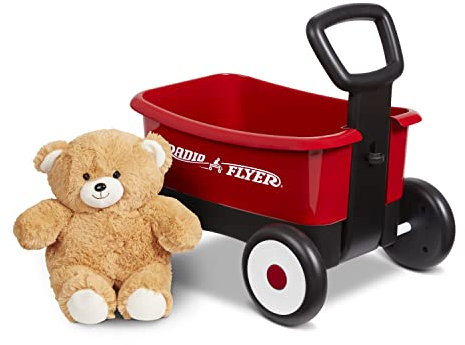 Radio Flyer Push & Pull Walker Wagon with Teddy Bear, Red 2-in-1 Wagon for Toddlers, For 1-4 Years Old
