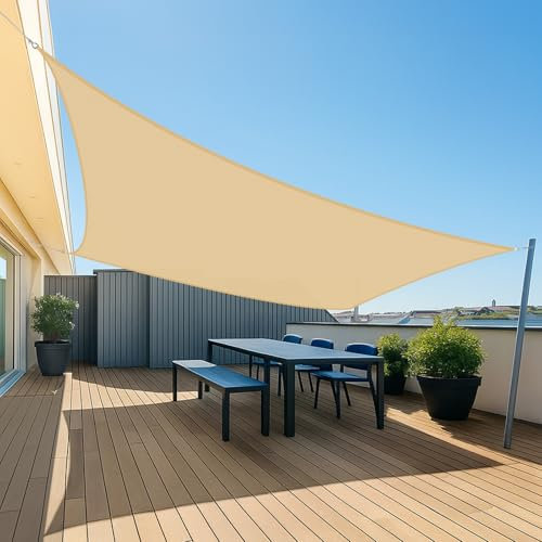 UMI Toldo Vela 4x5m Rectangular Impermeable Vela de Sombra Protección Rayos UV Toldos Exterior Terraza para Patio Jardín- Arena